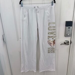 Victoria’s Secret Wide Leg Sweatpants S | White Sequin